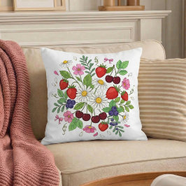 Mixed Berry Floral Throw Pillow Kudde