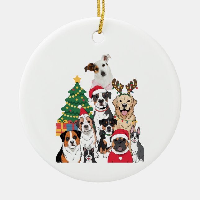 Mixed Breed Dog Christmas Tree Custom Ornament (Framsidan)