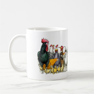 Mixed breeds of chicken and poultry mug kaffemugg