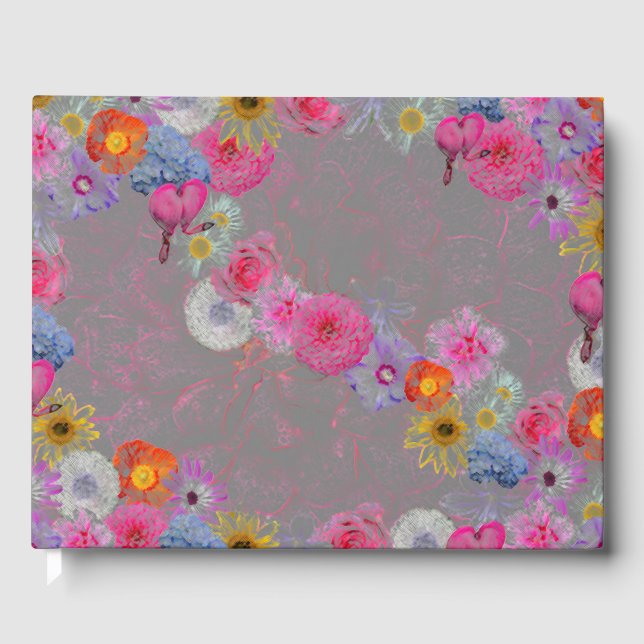 Mixed flowers in modern art gästböcker (Framsida)