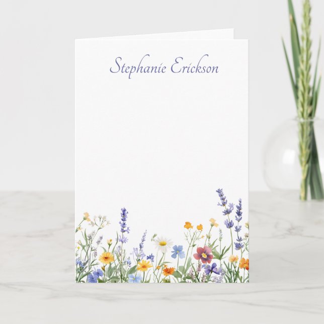 Mixed Meadow Wildflower Personalized Stationery Anteckningskort (Framsida)