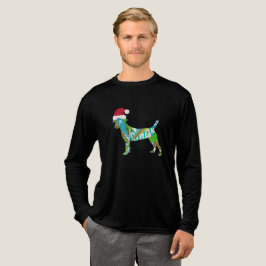 Mixed media collage art DOG PUPPY in Santa Hat T Shirt