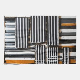 Mixed Media Grid Stripe No. 4 Kökshandduk