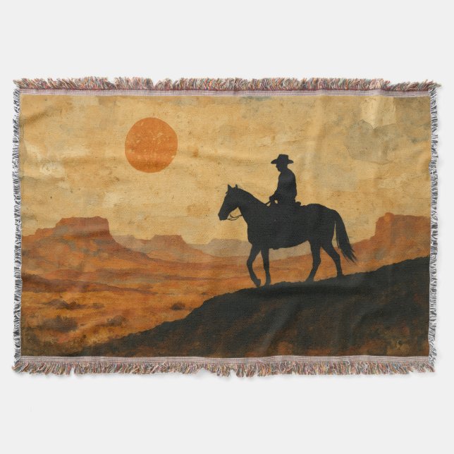 Mixed Media Lone Rider Throw Blanket - Textured  Filt (Framsidan)