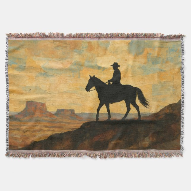 Mixed Media Lone Rider Throw Blanket - Textured Filt (Framsidan)