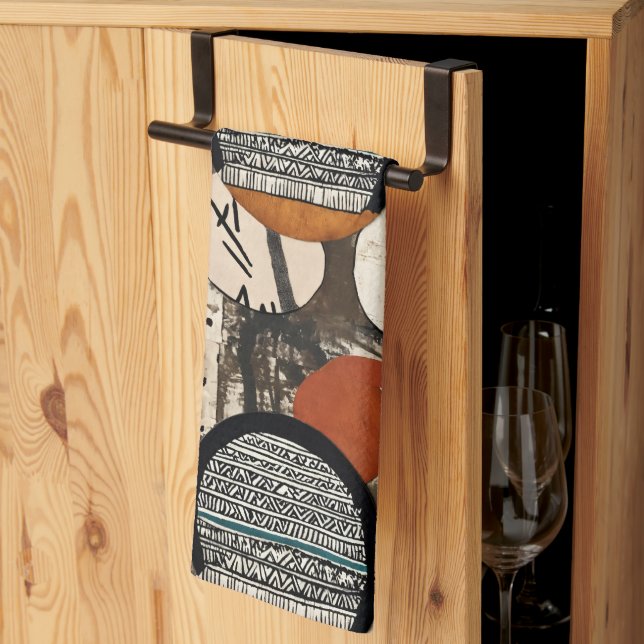 Mixed Media Textured Circles Luxury Kökshandduk (Thirds Fold)