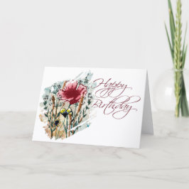 Mixed Media Wildflower Birthday Card Kort