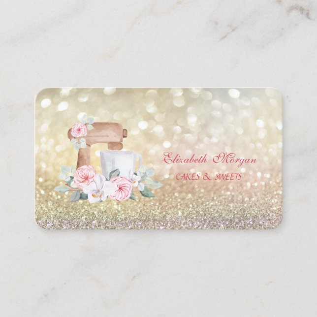 Mixer Blommor Elegant Bokeh Bageri Visitkort (Framsida)