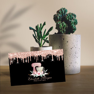 Mixer Blommor Rose Guld Dropar Svart Din Logotyp Visitkort