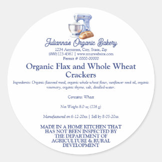 Mixer Bread Bakery Pastry Chef Food Product Label Runt Klistermärke