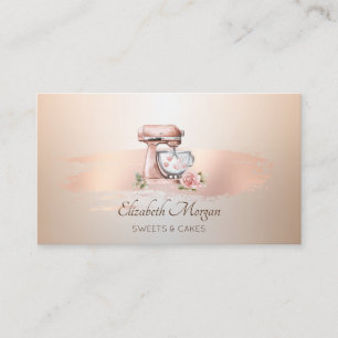 Mixer Hjärtan Blomma Roséguld Penseldrag Bakery Visitkort