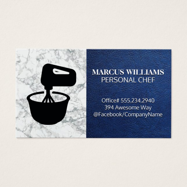 Mixing Bowl | Marmor för blått läder Visitkort (Framsidan)