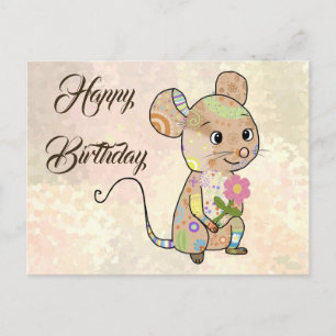 Mixmaus mit Blümchen Vykort