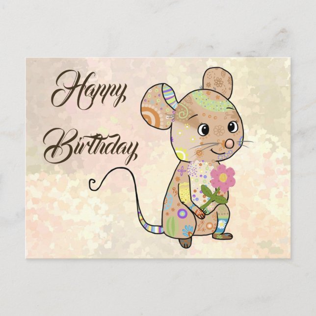 Mixmaus mit Blümchen Vykort (Framsida)