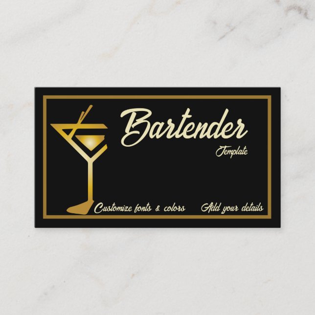 Mixologa affärskort av bartender-cocktail visitkort (Framsida)