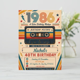 Mixtape Retro 40-årsfirande Inbjudningar