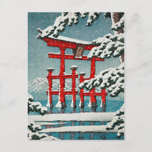Miyajima i Snö Hasui Kawase shin hanga art Vykort