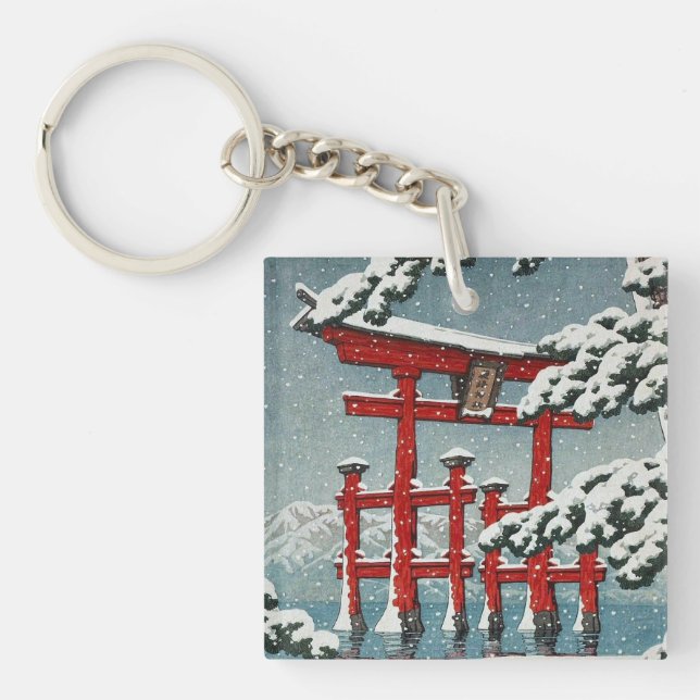Miyajima i Snö Hasui Kawase Torii Grind Art (Framsidan)