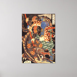 Miyamoto Musashi Kuniyoshi Japansk finkonst Canvastryck