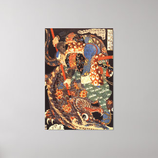 Miyamoto Musashi Kuniyoshi Japansk finkonst Canvastryck