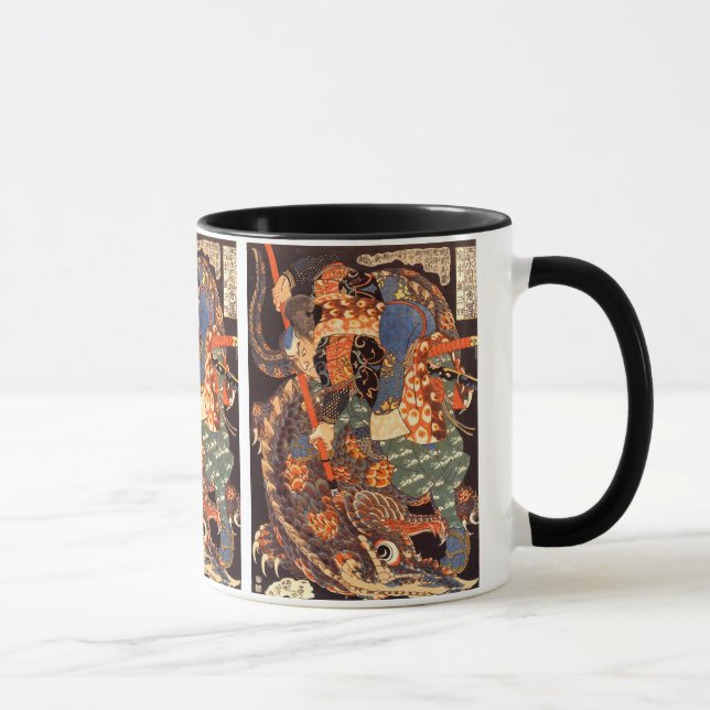 Miyamoto Musashi Kuniyoshi Japansk finkonst Mugg (Höger)