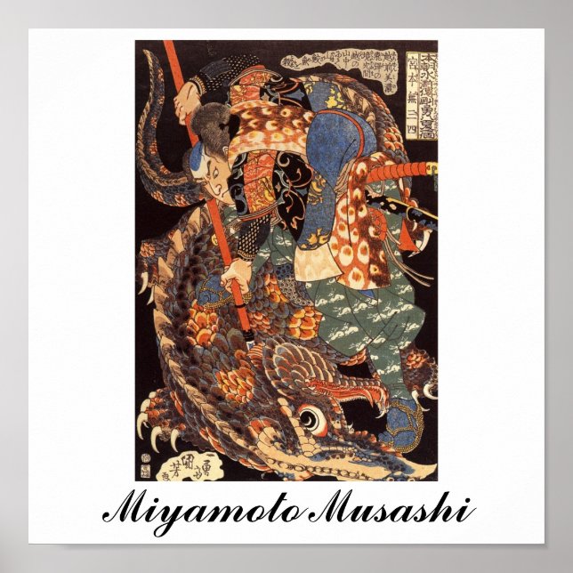 Miyamoto Musashi Painting c. 1 800 Poster (Framsidan)