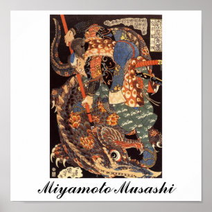 Miyamoto Musashi som målar C. 1800's Poster