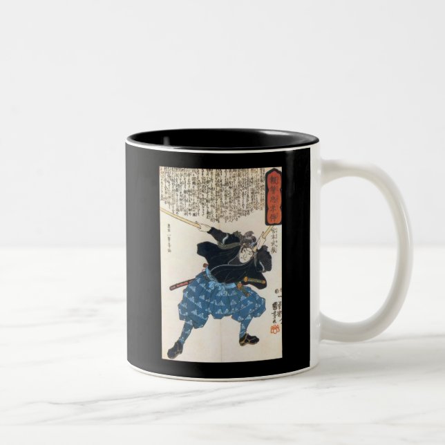 Miyamoto Musashi som målar C. 1800's Två-Tonad Mugg (Höger)