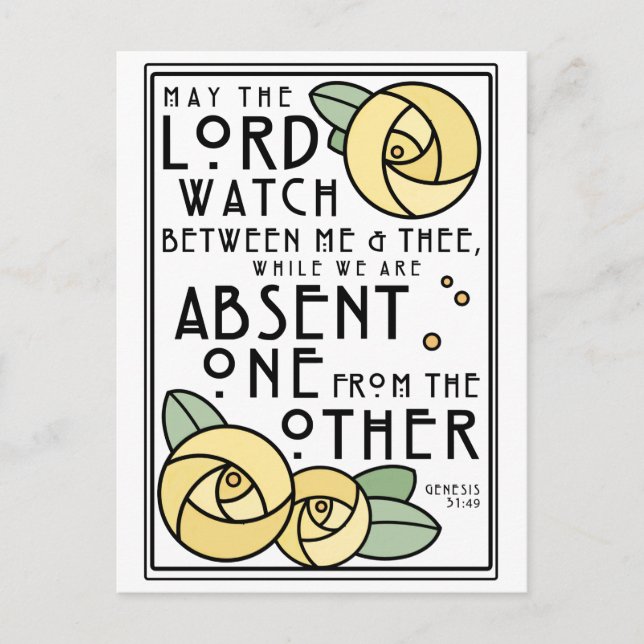 Mizpah | Art nouveau Gul ros Vykort (Framsida)