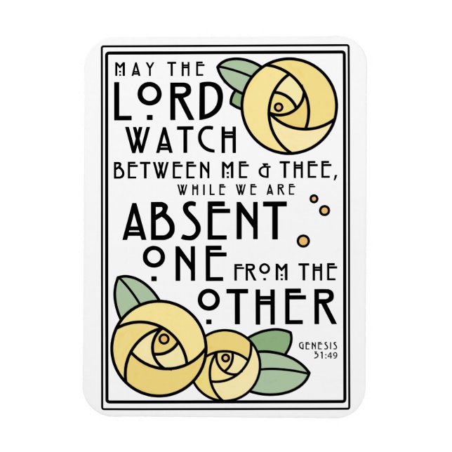 Mizpah Blessing | GUL ROS | ART NOUVEAU STIL Magnet (Vertikal)