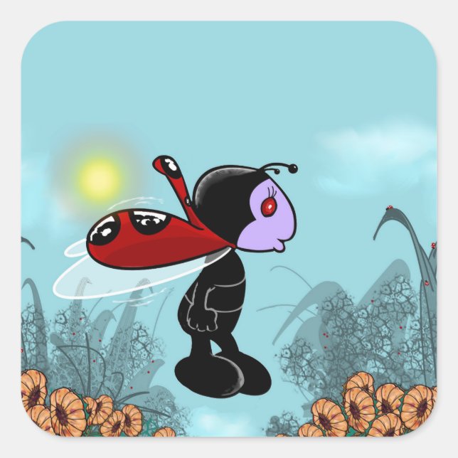 Mizz Ladybug Fyrkantigt Klistermärke (Framsida)