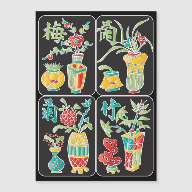 MJ Blommor/Säsonger Platt Magnet (Framsida)