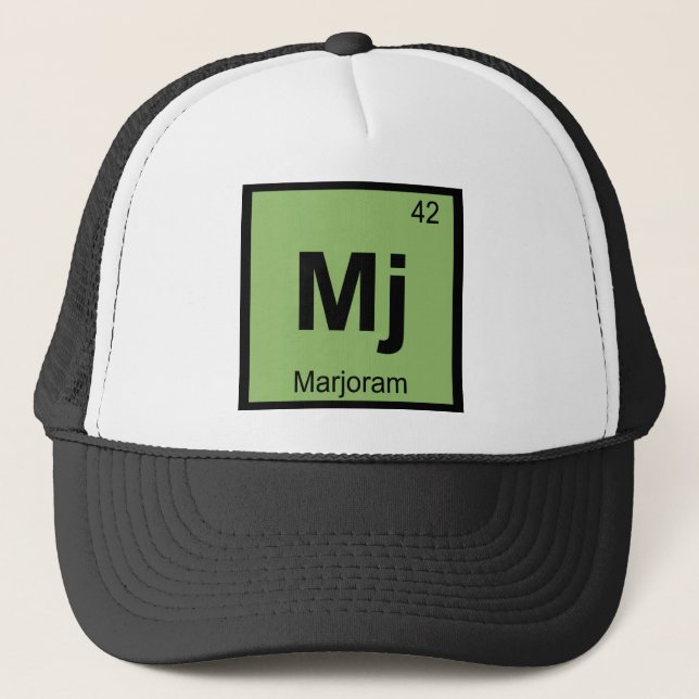 Mj - Marjoram Chemistry Periodic Bord Symbol Truckerkeps (Framsida)
