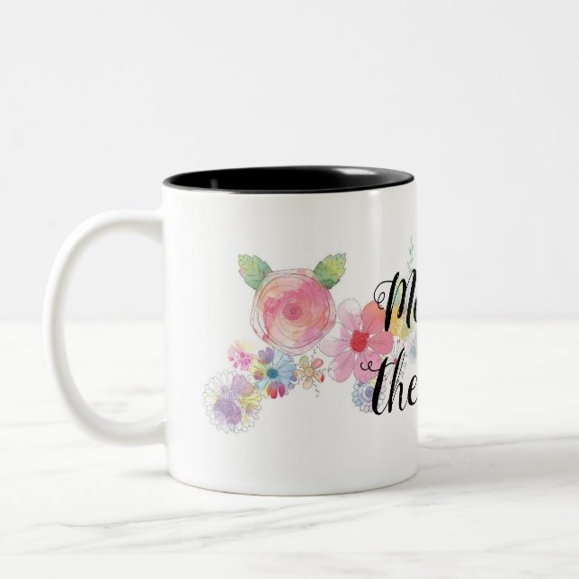 Mjällrosa akvarellblommig mor till bruden Två-Tonad mugg (Vänster)