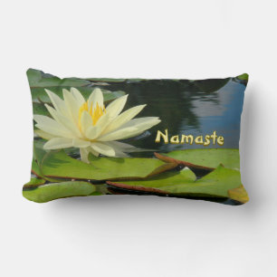 "MJÄLV GULT LOTUS-BLOMMAR,GRÖNT LILY-DYNOR,NAMN LUMBARKUDDE
