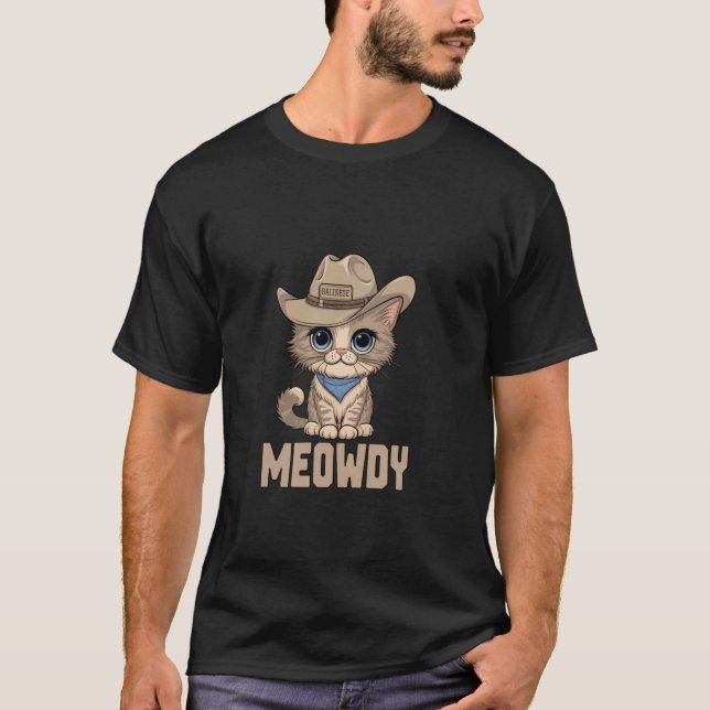 Mjau Balinesisk Cowboy Katt T Shirt (Framsida)