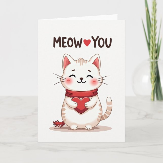 Mjau Du Älskar Katten Konstkort Kort (Framsida)