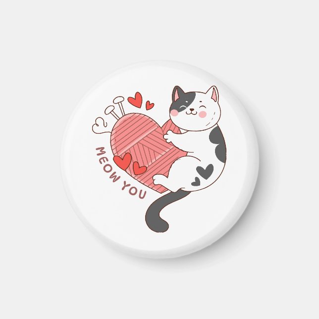 Mjau Du Söt Katt Alla Hjärtans Dag Magnet (Framsidan)
