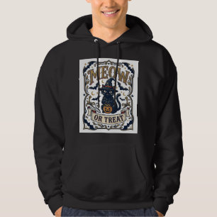 Mjau eller godsak Katt Halloween Kuslig Katt Vinta Hoodie