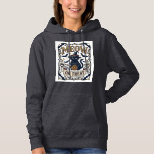 Mjau eller godsak Katt Halloween Kuslig Katt Vinta T Shirt