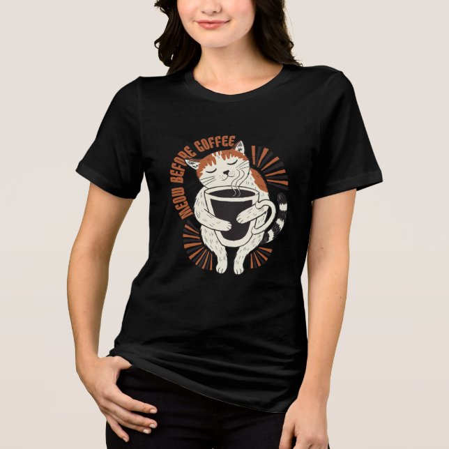 Mjau före kaffe t shirt (Framsida)