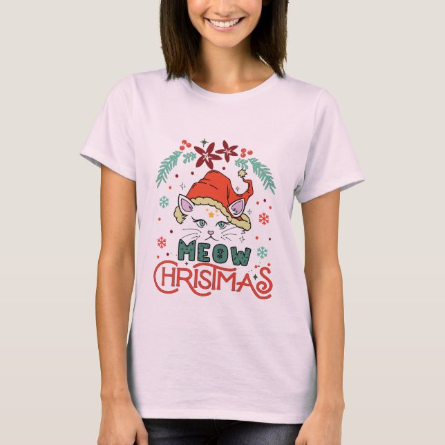 Mjau jul, God jul T Shirt (Framsida)