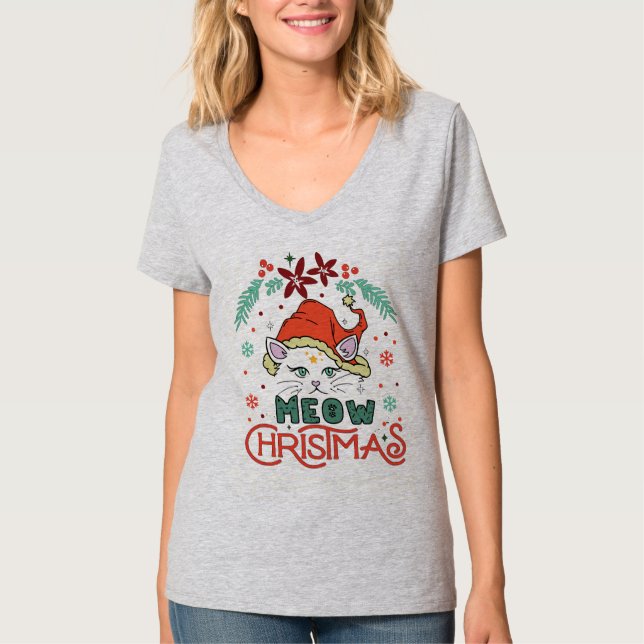 Mjau jul, God jul T Shirt (Framsida)