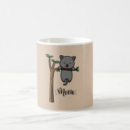MJAU KATT PÅ TRÄD KAFFEMUGG