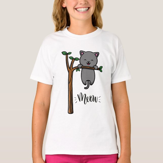 MJAU KATT PÅ TRÄD T SHIRT (Framsida)