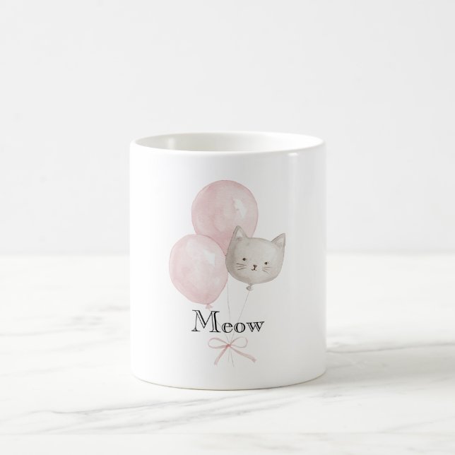 Mjau Katt Rosabruna Rosa Ballonger Kaffemugg (Center)