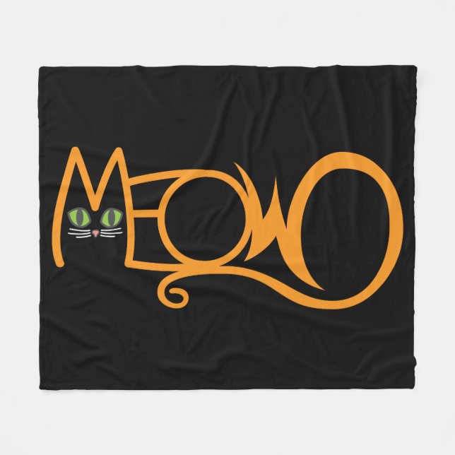 Mjau Katt Typografi ORANGE Fleecefilt (Framsidan (Horisontell))