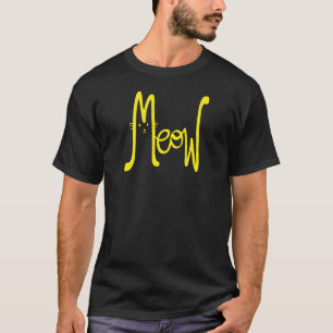 Mjau Minimal Gul Modern Skrift Kattpappa Typo T Shirt