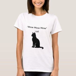 Mjau Mjau Mjau – Söt Kattcitat Silhuett T-Shirt