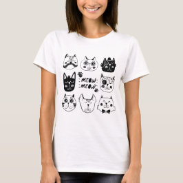 Mjau Mjau Söt Kawaii Kattälskare T-Shirt
